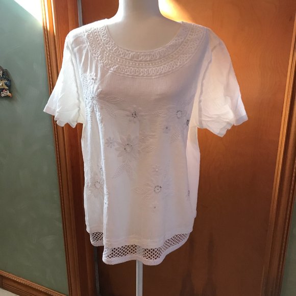 Alfred Dunner White Short Sleeve Woman's Top - Picture 3 of 14